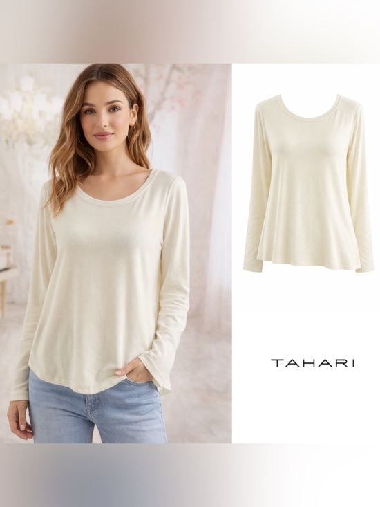 Tahari Tops - NEW Tahari Candace Long Sleeve Blouse in Winter White